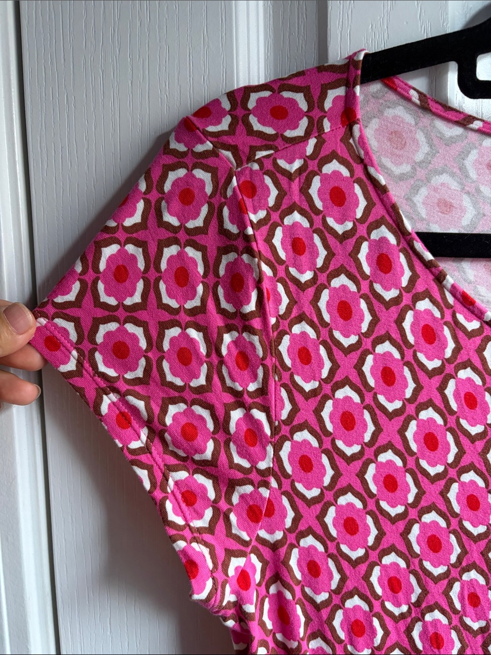 Boden Amelie Jersey Dress Pink Retro Geometric Print Pockets Size 10 - Picture 6 of 9